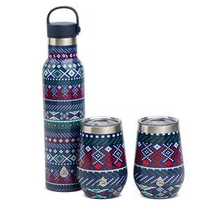 NEW Stainless Steel Merlot Wine Bottle & Wine Tumblers Set